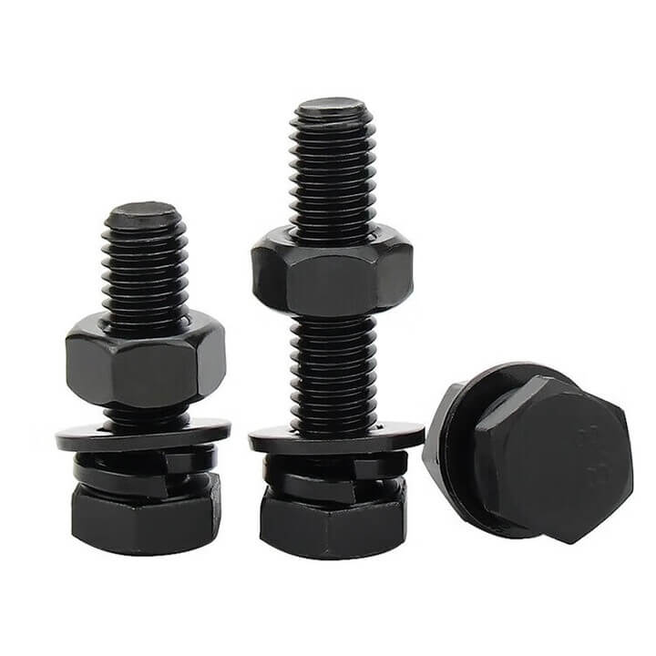 Grade 8.8 High Tensile Hex Bolt Nut and Washer Assembly - Black Finished Industrial Fastener - Handan Factory Supplier | YiHao Fastener
